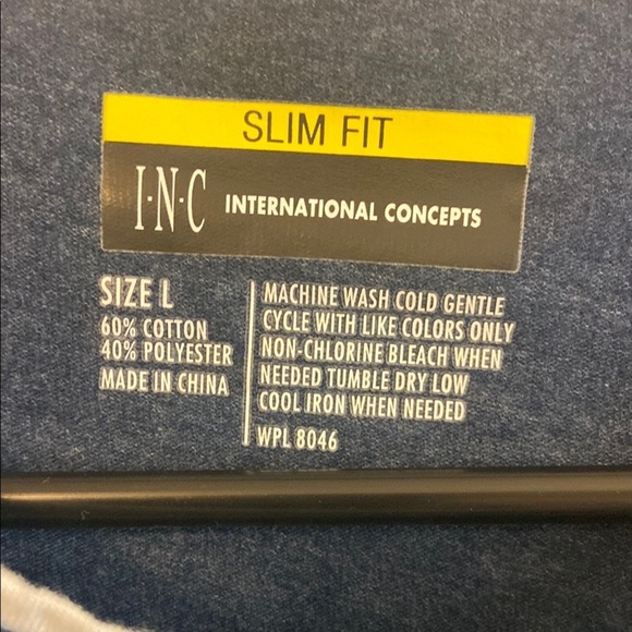 INC International Concepts Blue and Tan Short Sleeve Tee - Picture 2 of 4